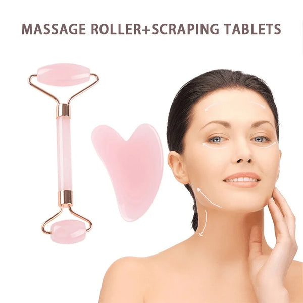 Heart-Shaped Gua Sha Massage Tool – Facial Scraping Board and Roller for SPA, Face, Neck, and Back Massage