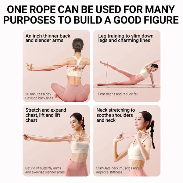 Figure 8-Shaped Resistance Band Chest Expander – Fitness Tensioner for Women’s Home Yoga, Pilates, and Upper Body Workouts