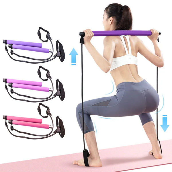 Portable Pilates Bar Kit with Resistance Bands – Home Gym Workout Stick for Yoga, Crossfit, and Full-Body Training