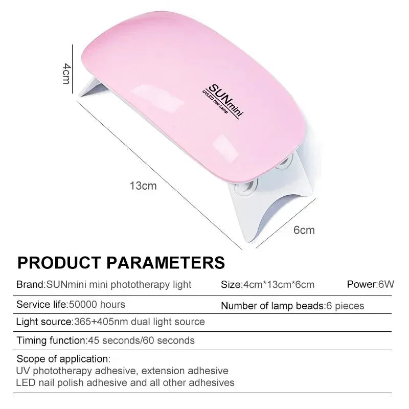 Mini Portable UV LED Nail Dryer Lamp - Fast, Lightweight, Pocket-Size Gel Curing Light for All Gel Nail Polishes USB Charging