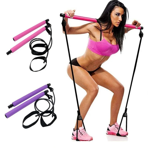 Portable Pilates Bar Kit with Resistance Bands – Home Gym Workout Stick for Yoga, Crossfit, and Full-Body Training